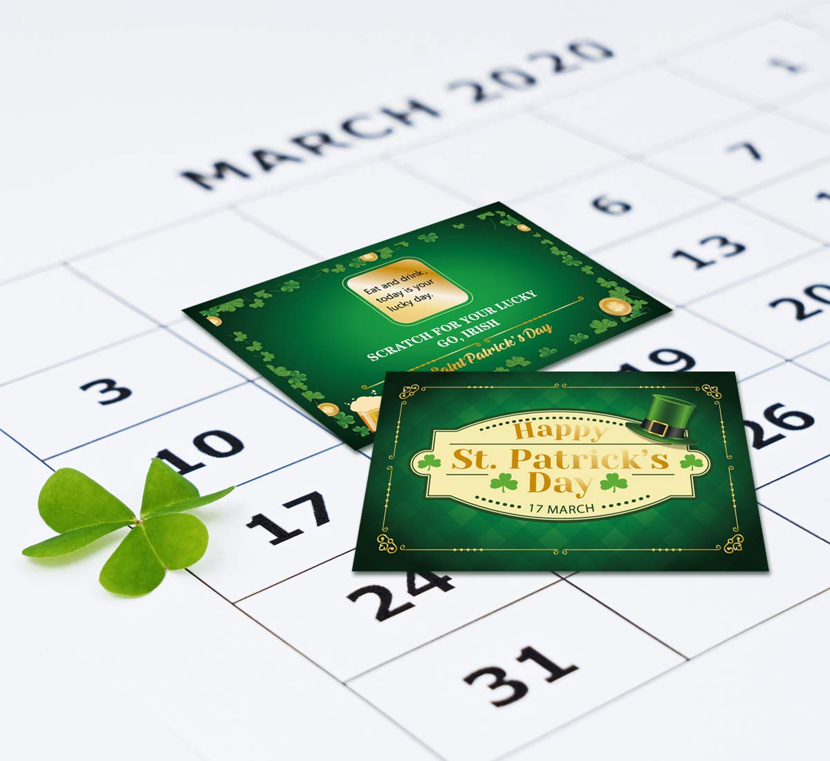 TOIcube 48PCS St.Patrick’s Day Fortune Cards – Shamrock Irish Lucky Scratch Off Games Supplies Activity