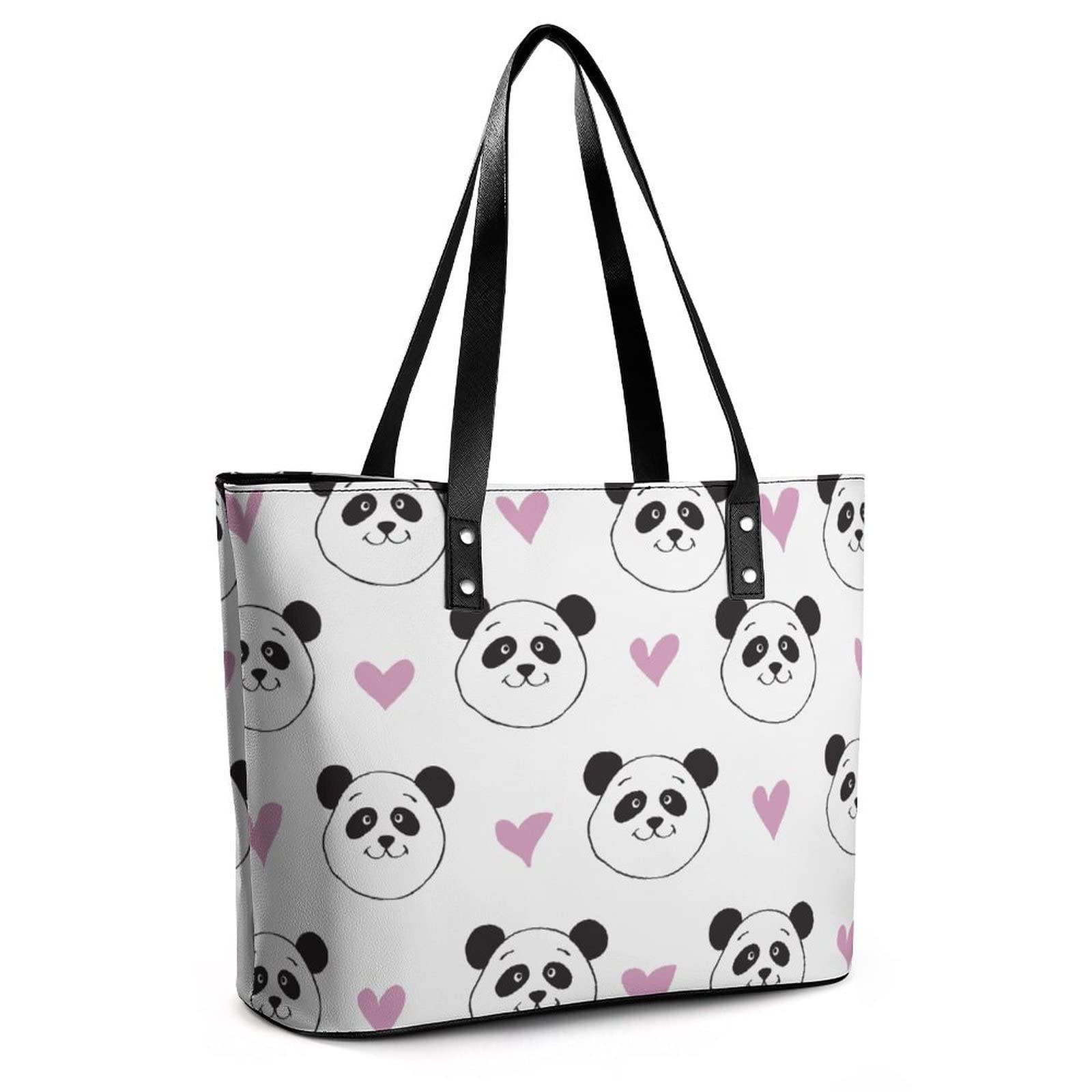 Womens Handbag Panda Patterns Leather Tote Bag Top Handle Satchel Bags For Lady