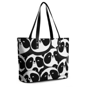 Womens Handbag Panda Patterns Leather Tote Bag Top Handle Satchel Bags For Lady