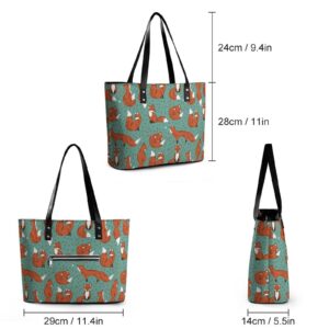 Womens Handbag Animal Foxes Leather Tote Bag Top Handle Satchel Bags For Lady