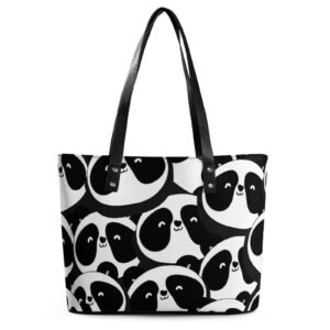 Womens Handbag Panda Patterns Leather Tote Bag Top Handle Satchel Bags For Lady