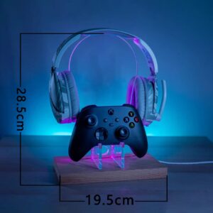 Gaming RGB Headphones Hanger,Headset Holder with 7 Colors Light - RGB LED Game Station Console Controller Holder - Game Controller Headset Hanger for All Universal Gaming PC Accessories