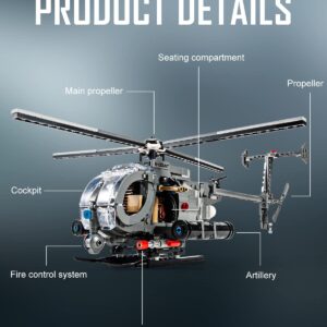 SEMKY Military Series AH-6 Helicopter Little Birds Air Force Building Block Set (523 Pieces) -Building and Military Toys Gifts for Kid and Adult