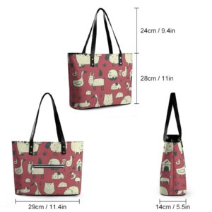 Womens Handbag Sheep Cow Rabbit Animal Set Leather Tote Bag Top Handle Satchel Bags For Lady