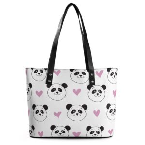 Womens Handbag Panda Patterns Leather Tote Bag Top Handle Satchel Bags For Lady