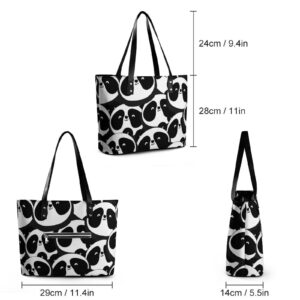 Womens Handbag Panda Patterns Leather Tote Bag Top Handle Satchel Bags For Lady