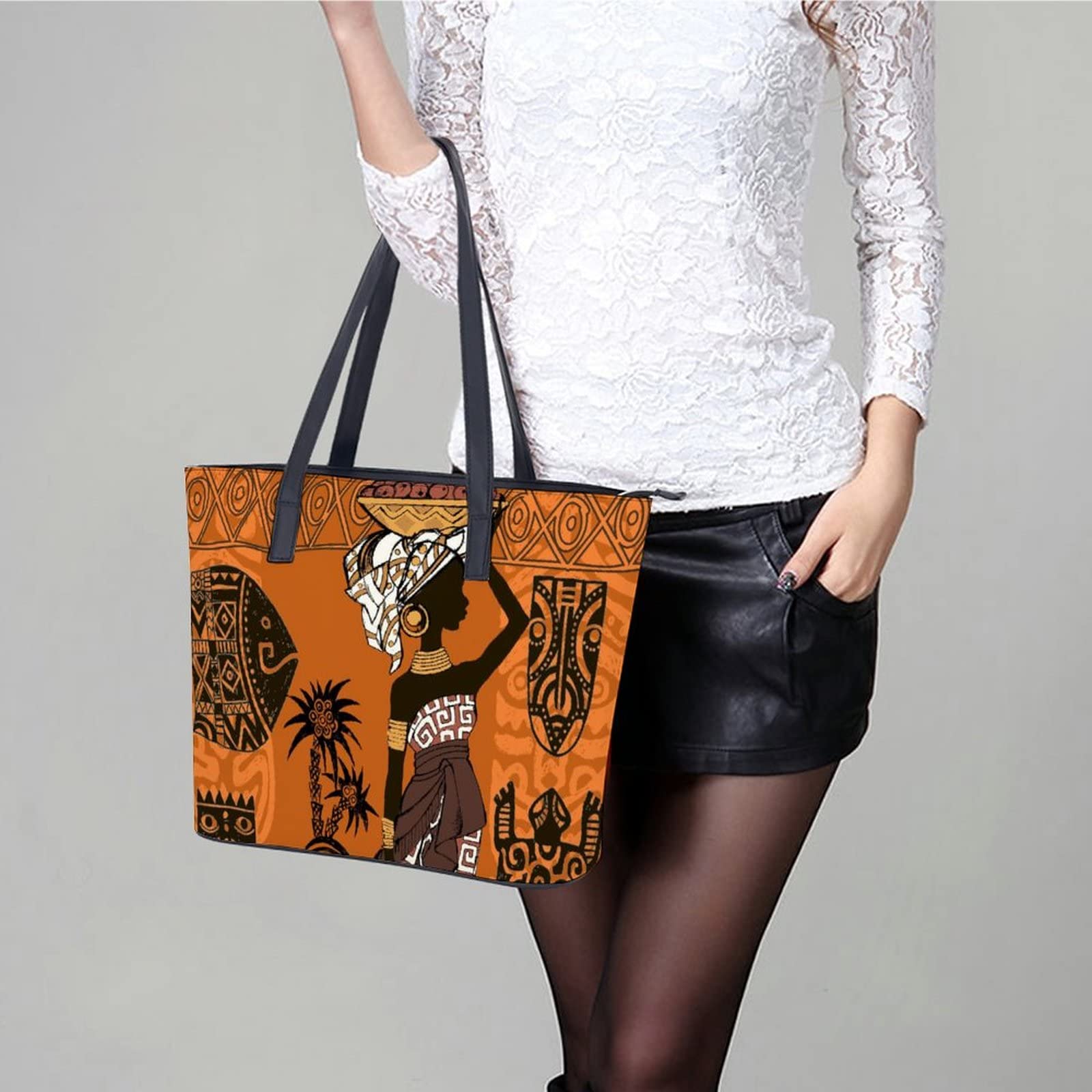 Womens Handbag African Woman Leather Tote Bag Top Handle Satchel Bags For Lady