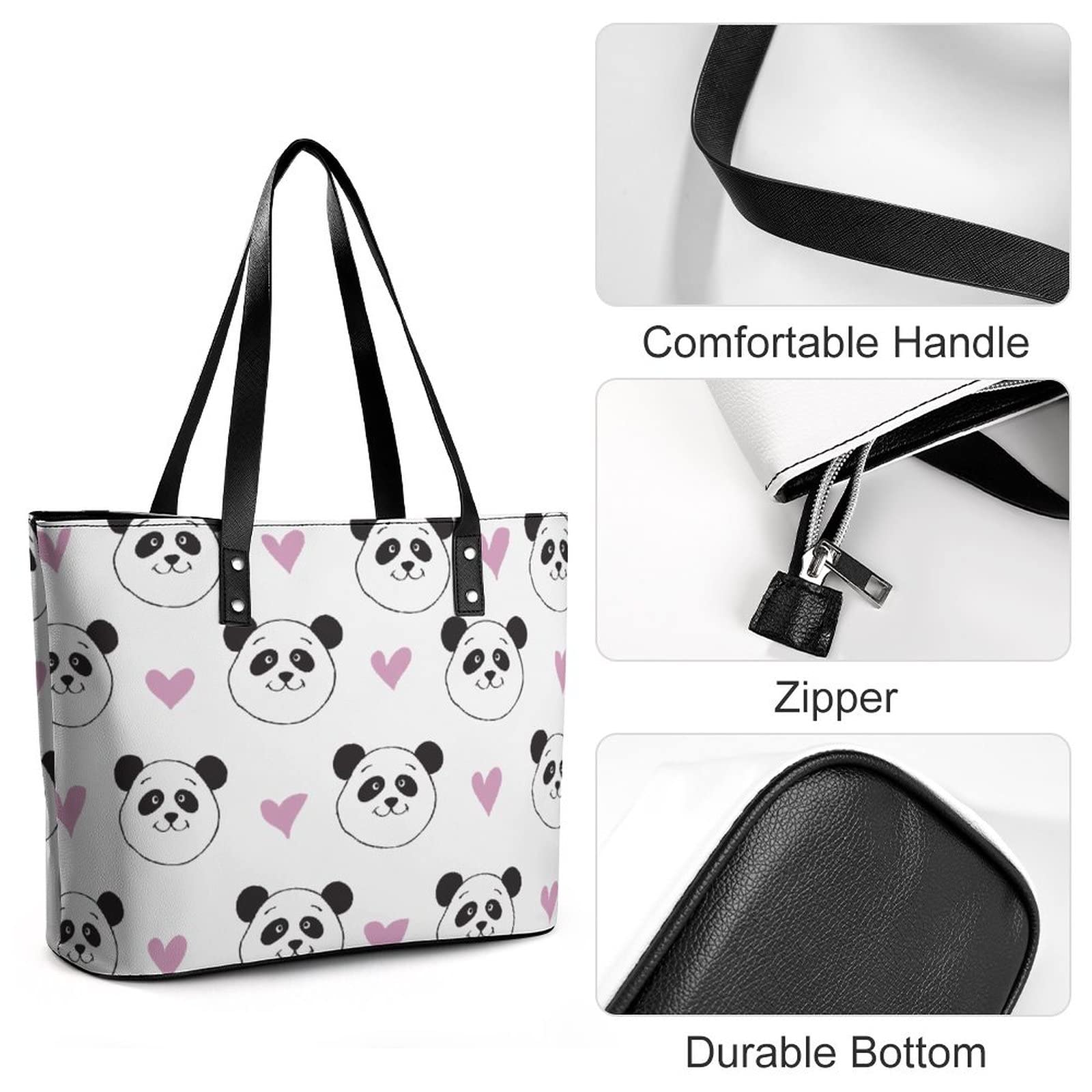 Womens Handbag Panda Patterns Leather Tote Bag Top Handle Satchel Bags For Lady