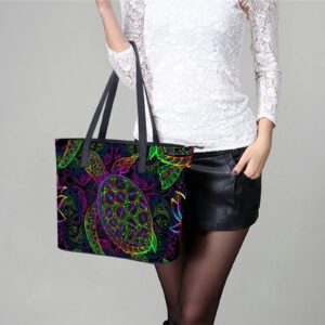 Womens Handbag Sea Turtle Leather Tote Bag Top Handle Satchel Bags For Lady