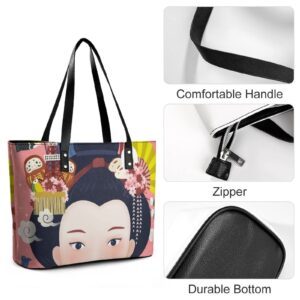 Womens Handbag Japanese Girl Leather Tote Bag Top Handle Satchel Bags For Lady