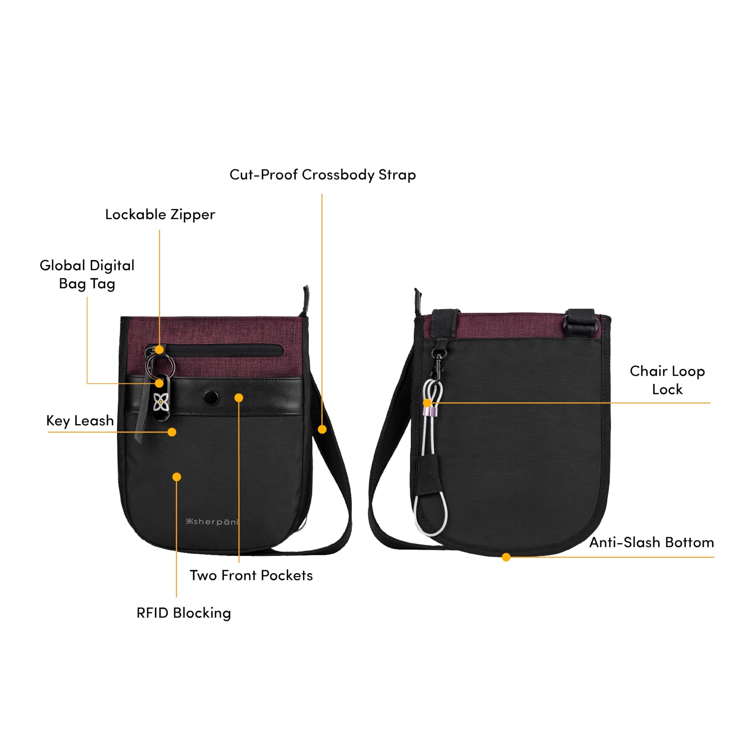 Sherpani Prima, Anti Theft Crossbody Bag, Travel Bag, Small Shoulder Bag, Cross Body Bag, Purses for Women (Merlot)