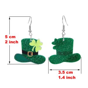 St Patrick's Day Earrings for Women Girls,Shamrock Dangle Earrings Green Clover Hat Drop Earrings Good Luck Hat earrings st. patricks day accessories Jewelry Gift (F)