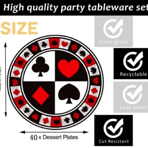 40 Pcs Casino Party Supplies Poker Paper Plates 7" Casino Party Plates for Casino Night Poker Game Theme Poker Card Playing Club Heart Poker Night Las Vegas Birthday Party Decorations (Poker)