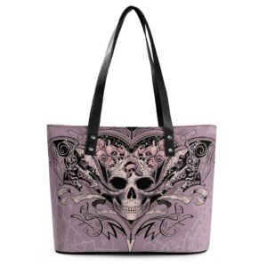 womens handbag skull pink leather tote bag top handle satchel bags for lady