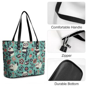 Womens Handbag Panda Patterns Leather Tote Bag Top Handle Satchel Bags For Lady