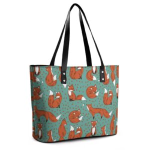 Womens Handbag Animal Foxes Leather Tote Bag Top Handle Satchel Bags For Lady