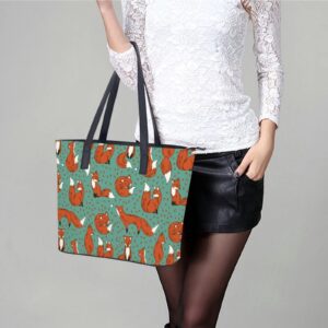 Womens Handbag Animal Foxes Leather Tote Bag Top Handle Satchel Bags For Lady