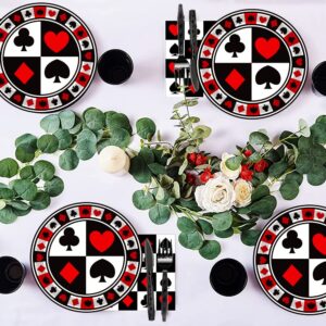 40 Pcs Casino Party Supplies Poker Paper Plates 7" Casino Party Plates for Casino Night Poker Game Theme Poker Card Playing Club Heart Poker Night Las Vegas Birthday Party Decorations (Poker)