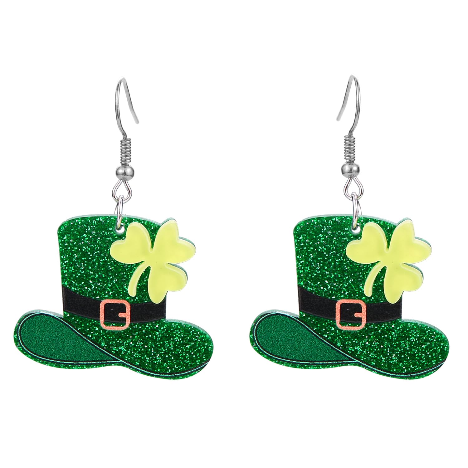 St Patrick's Day Earrings for Women Girls,Shamrock Dangle Earrings Green Clover Hat Drop Earrings Good Luck Hat earrings st. patricks day accessories Jewelry Gift (F)