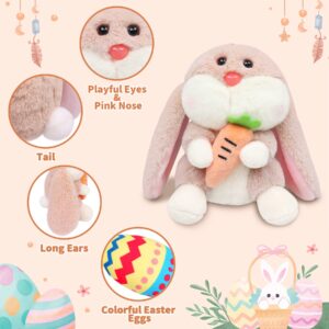 Fortuning's JDS Easter Basket Stuffers, Kawaii Bunny Stuffed Animals with Colorful Eggs as Easter Plush Gift for Kids, Mini Rabbit Plush Pillow Toys(6 Pieces,4.72")