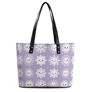 womens handbag snowflake leather tote bag top handle satchel bags for lady