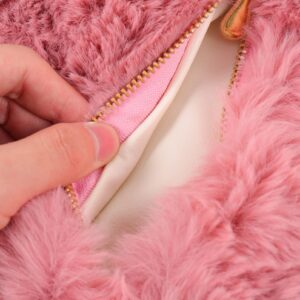 Womens Wallet Heart Shaped Purse Soft Fluffy Faux Fur Crossbody Bag Handbag Shoulder Bag with Chain for Women Girls Valentines Day Cute Backpack