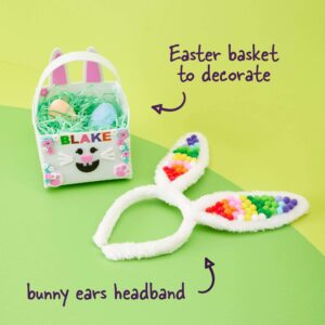 Highlights for Children Easter Craft Kit for Kids, 3 Easter Crafts in 1, Create an Easter Basket, Bunny Ears Headband, and Chalk Art Easter Decorations, Ages 6+