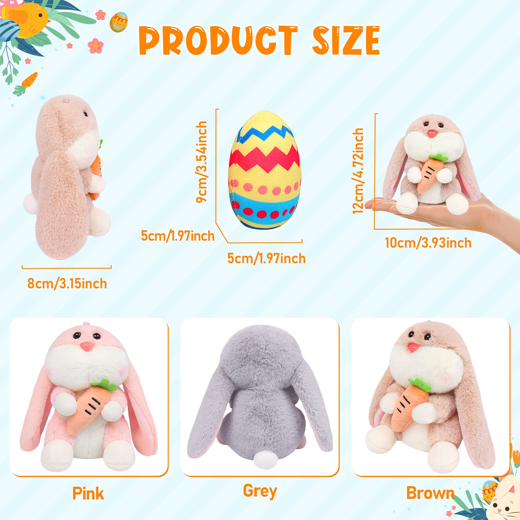 Fortuning's JDS Easter Basket Stuffers, Kawaii Bunny Stuffed Animals with Colorful Eggs as Easter Plush Gift for Kids, Mini Rabbit Plush Pillow Toys(6 Pieces,4.72")