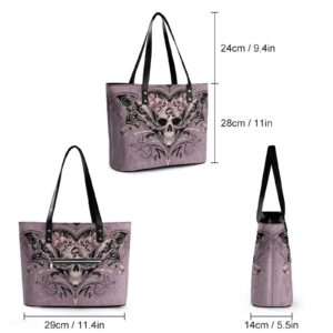 Womens Handbag Skull Pink Leather Tote Bag Top Handle Satchel Bags For Lady