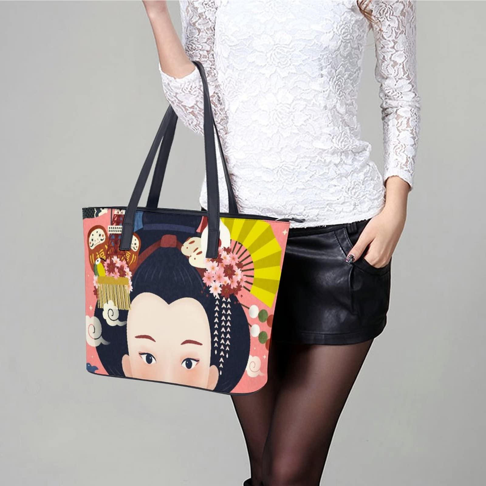 Womens Handbag Japanese Girl Leather Tote Bag Top Handle Satchel Bags For Lady