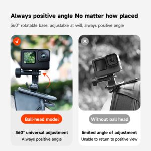 TELESIN Magnetic Mount + Backpack Clip, 360 Swivel Mount Bag Belt Shoulder Body Strap Holder Attach Accessories for GoPro Max 12 11 10 9 8 7 6 5, Insta360 X3 X4 GO3 Ace Pro, DJI Action 3 4 Pocket 3