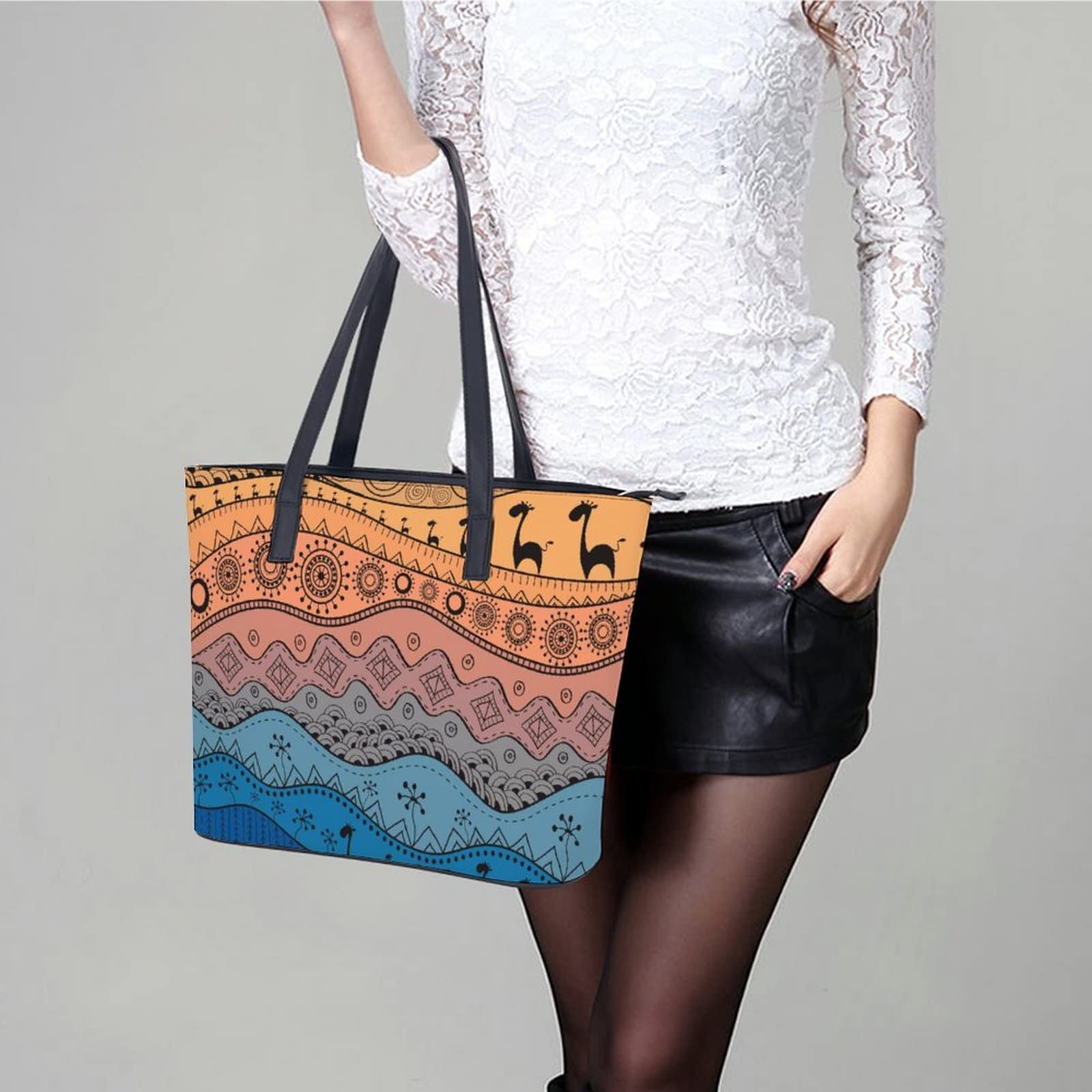 Womens Handbag Animals Pattern Leather Tote Bag Top Handle Satchel Bags For Lady