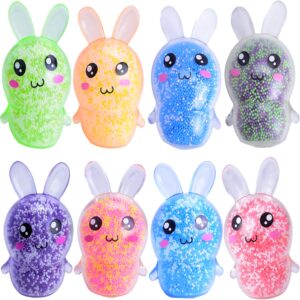 easter basket stuffers for kids, 8 pack easter squishies bunny stress balls for toddlers teens adults filled easter baskets bulk, squeeze stress relief rabbit toy with gift package