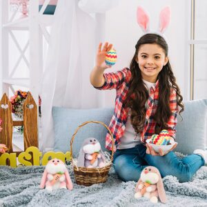 Fortuning's JDS Easter Basket Stuffers, Kawaii Bunny Stuffed Animals with Colorful Eggs as Easter Plush Gift for Kids, Mini Rabbit Plush Pillow Toys(6 Pieces,4.72")