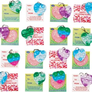 Highlights for Children Pop-It Valentine Cards for Kids Classroom Exchange, 24-Pack of Puzzle Valentine's Day Cards with Heart Shaped Keychain Fidget Toys