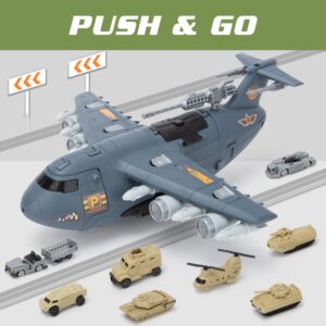 XDUOYJOY Military Airplane Toy, Army Toys Fighter Jet with 8 Vehicles, Army Men Trucks Airplanes Helicopter Car Kits Birthday Gift for Boys Age 4-7