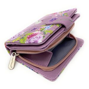 Shag Wear Vintage Hummingbird Wallet for Women and Teen Girls Vegan Faux Leather Small Light Purple 4.5"