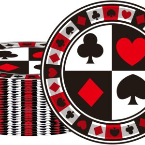 40 Pcs Casino Party Supplies Poker Paper Plates 7" Casino Party Plates for Casino Night Poker Game Theme Poker Card Playing Club Heart Poker Night Las Vegas Birthday Party Decorations (Poker)