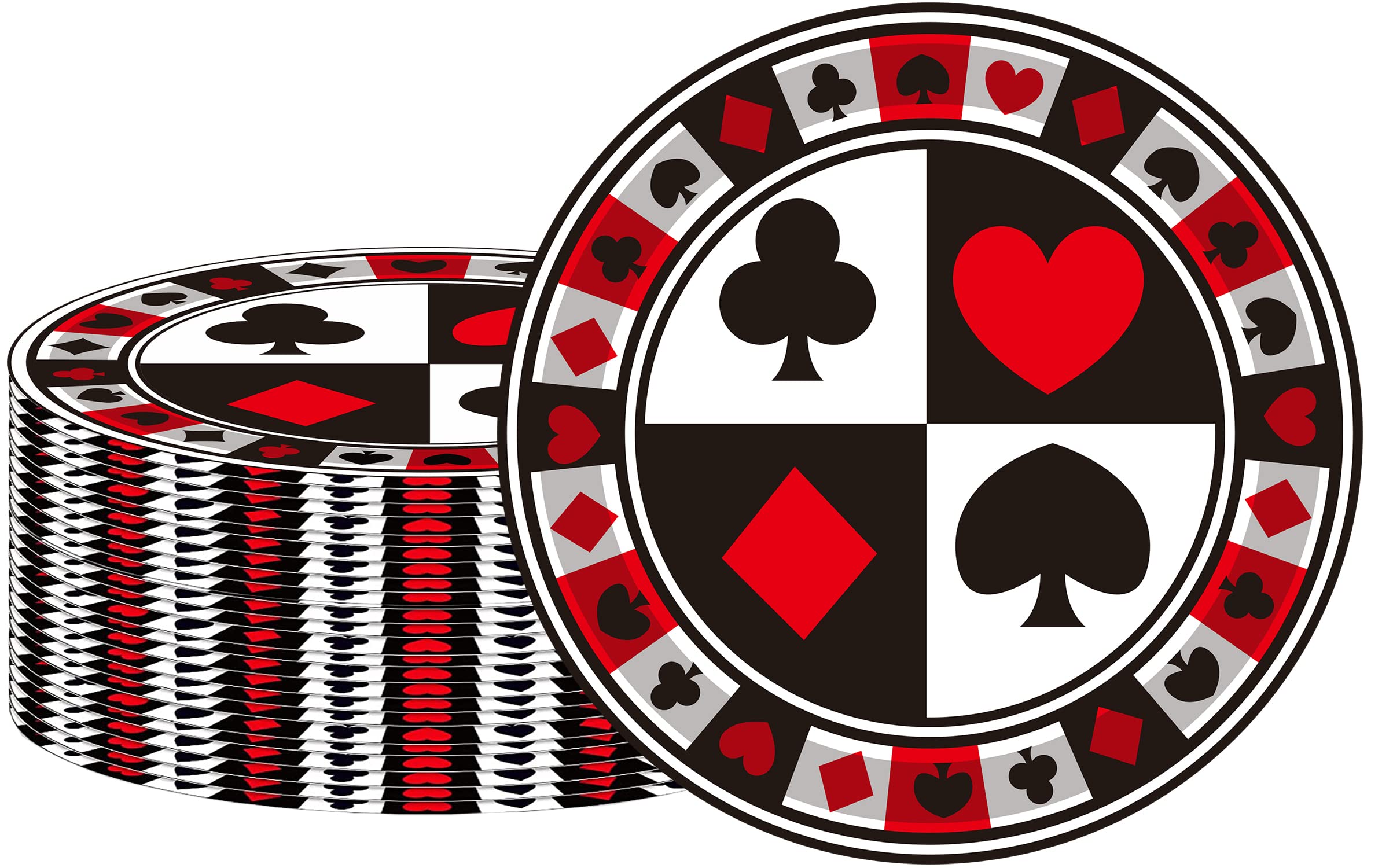 40 Pcs Casino Party Supplies Poker Paper Plates 7" Casino Party Plates for Casino Night Poker Game Theme Poker Card Playing Club Heart Poker Night Las Vegas Birthday Party Decorations (Poker)