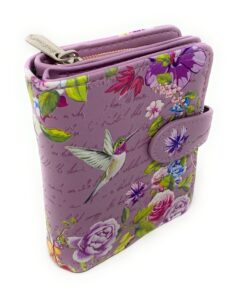 shag wear vintage hummingbird wallet for women and teen girls vegan faux leather small light purple 4.5"