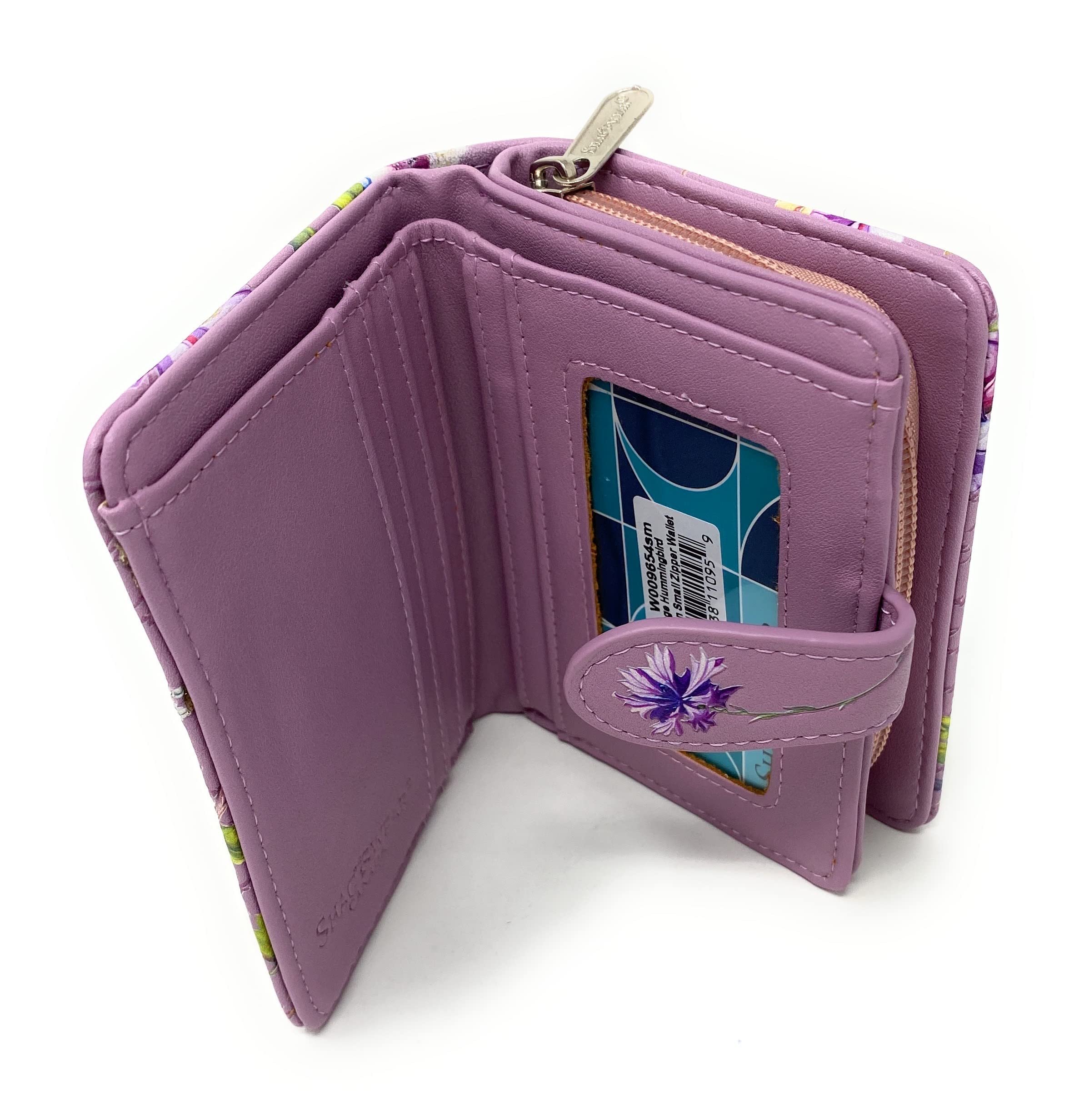 Shag Wear Vintage Hummingbird Wallet for Women and Teen Girls Vegan Faux Leather Small Light Purple 4.5"