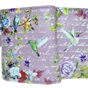 Shag Wear Vintage Hummingbird Wallet for Women and Teen Girls Vegan Faux Leather Small Light Purple 4.5"