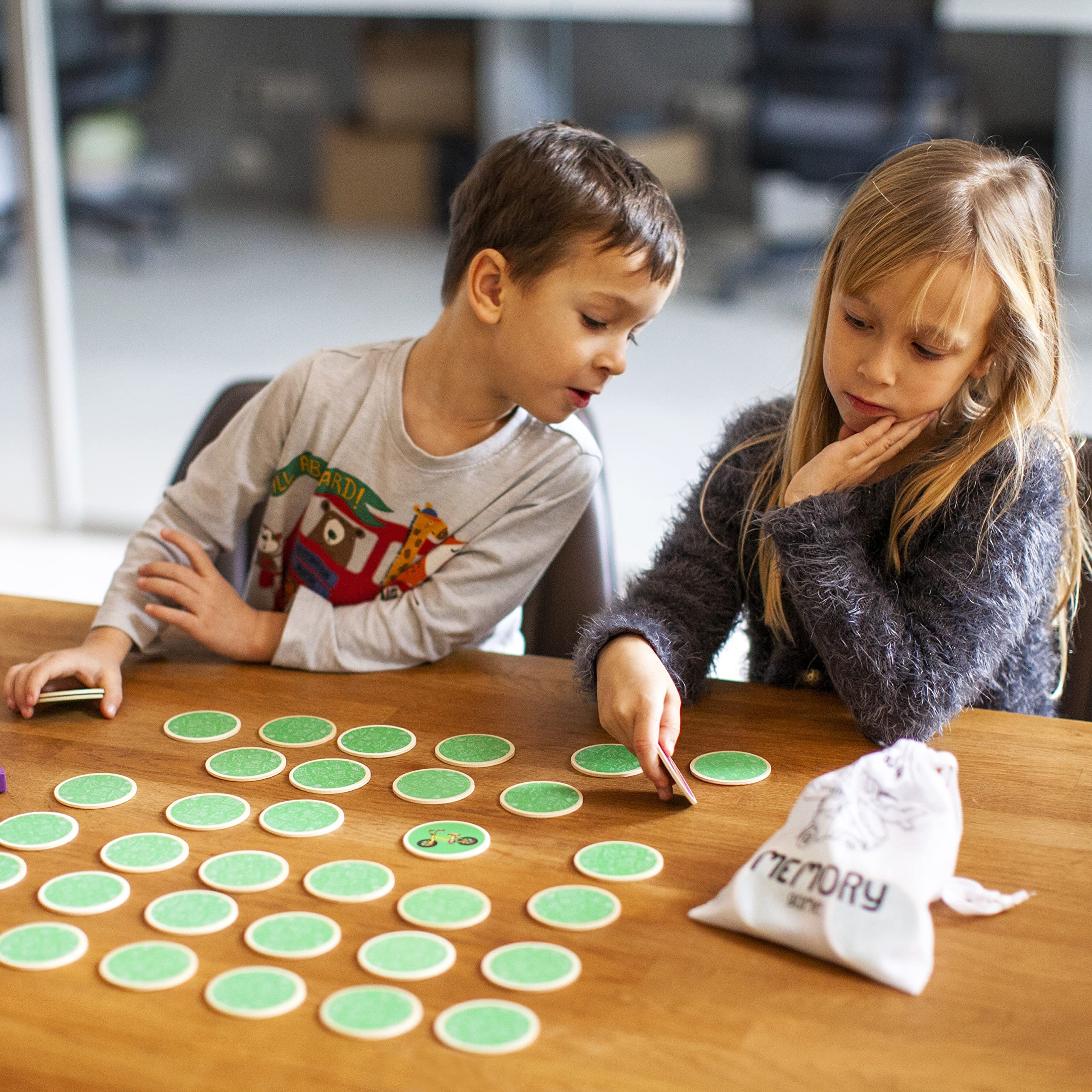 Montessori-Inspired Wooden Matching Game for Toddlers 2-4 Years - Things that Go - Durable, Scratch-Resistant 36 Card Set, Includes Carry Bag - Memory Game for Toddlers 2-4 Years - Means of Transport