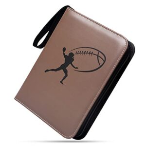 Leatherette 4 Pocket Trading Card Binder Album Holder Pages Folder Protector for America Football Trading Cards Sports TCG - Top loading 3 Ring Zip Card Binder Album Football Cards