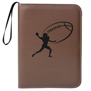 leatherette 4 pocket trading card binder album holder pages folder protector for america football trading cards sports tcg - top loading 3 ring zip card binder album football cards