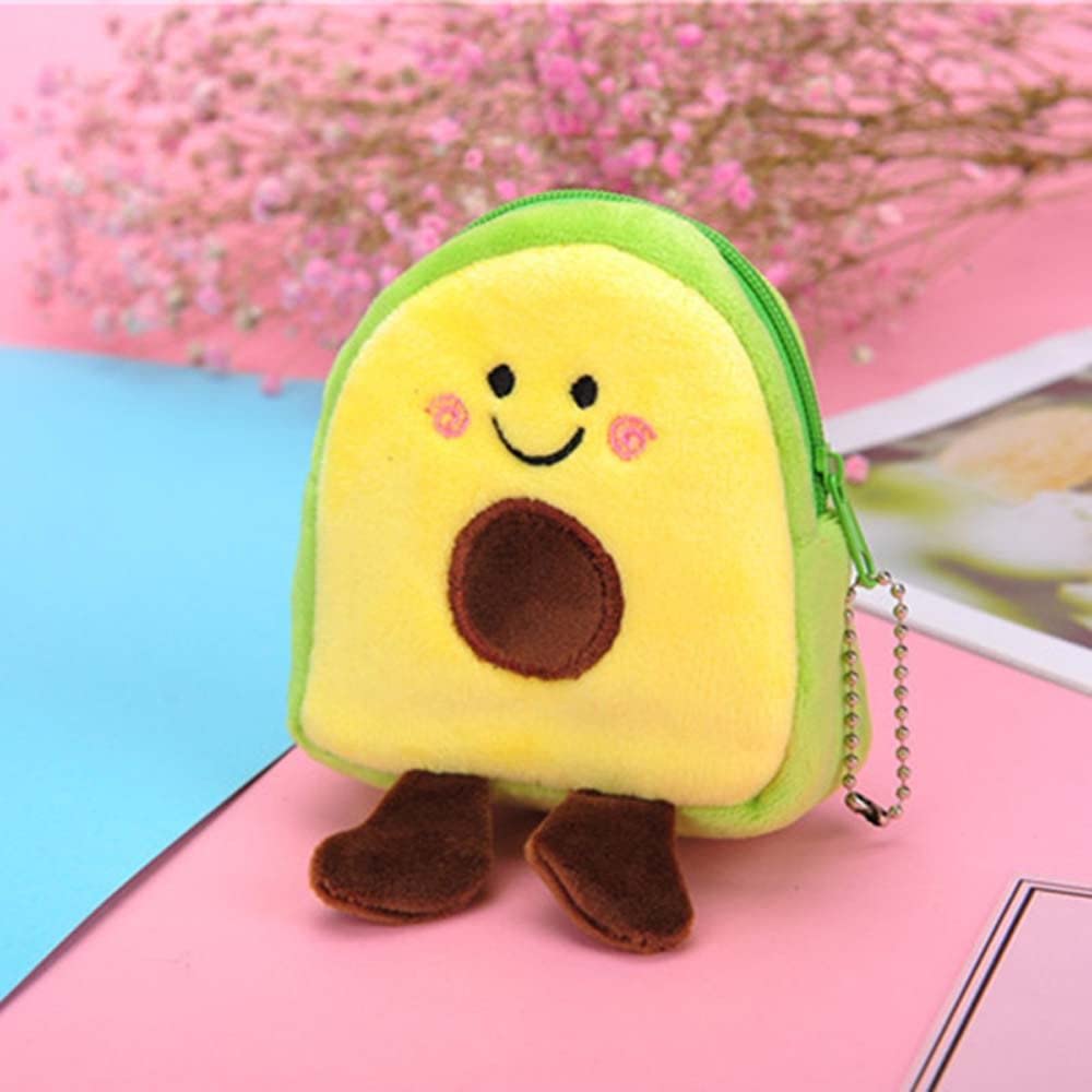 Small Plush Coin Purse, Cute Cartoon Chicken Pig Avocado Shape Coin Purse Zipper Coin Bag Mini Wallet Handbag with Keychain(Pink)