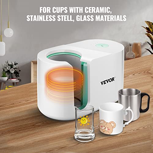 VEVOR Mug Press Machine, Automatic Mug Heat Press for Sublimation 11-15oz, Coffee Cup Transfer Printing, DIY Presents Gifts White