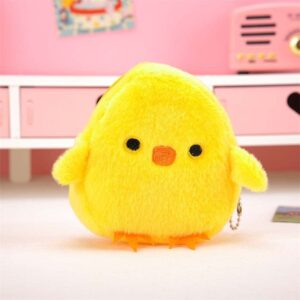 Small Plush Coin Purse, Cute Cartoon Chicken Pig Avocado Shape Coin Purse Zipper Coin Bag Mini Wallet Handbag with Keychain(Pink)