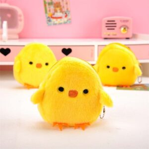 Small Plush Coin Purse, Cute Cartoon Chicken Pig Avocado Shape Coin Purse Zipper Coin Bag Mini Wallet Handbag with Keychain(Pink)