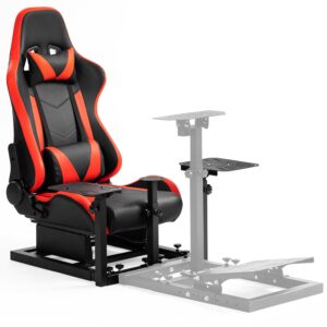 minneer racing flight simulator cockpit with red seat fit for logitech/thrustmaster/fanatec x56 x52 g29 g920 t248,support hotas warthog,drive gaming joystick mount. joystick & handbrake not included